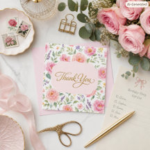 Botanische Roze Rozen Gouden Script