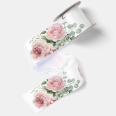 Botanische Roze Rozen Groenelementen Satijnen Lint (Achterkant)