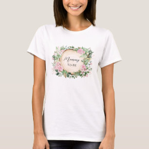 Botanische roze rozen mama om Baby shower te zijn T-shirt