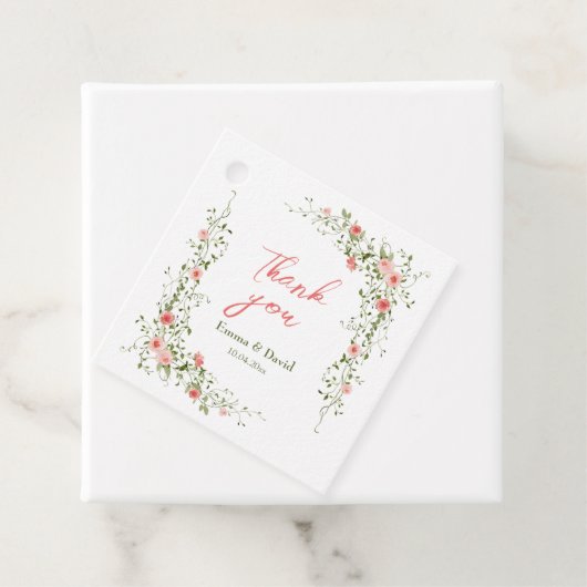 Botanische Roze Rozen Rustieke bruiloft Bedankjes Labels (In situ)