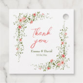 Botanische Roze Rozen Rustieke bruiloft Bedankjes Labels (Achterkant)