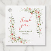 Botanische Roze Rozen Rustieke bruiloft Bedankjes Labels (Voorkant)