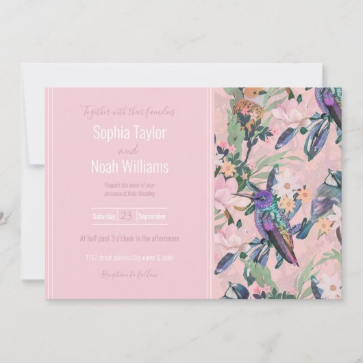 Botanische Roze Tuin Bloemen en vogels (Voorkant)