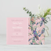 Botanische Roze Tuin Bloemen en vogels (Staand voorkant)