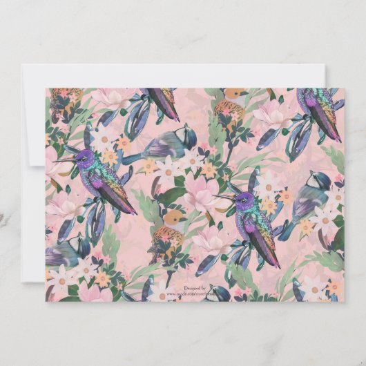 Botanische Roze Tuin Bloemen en vogels (Achterkant)