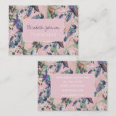 Botanische Roze Tuin Bloemen en vogels Visitekaartje (Voorkant / Achterkant)