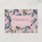 Botanische Roze Tuin Bloemen en vogels Visitekaartje (Voorkant)