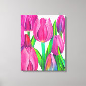 Botanische roze tulpen tekening canvas afdruk (Voorkant)