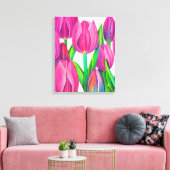 Botanische roze tulpen tekening canvas afdruk (Insitu (Woonkamer))