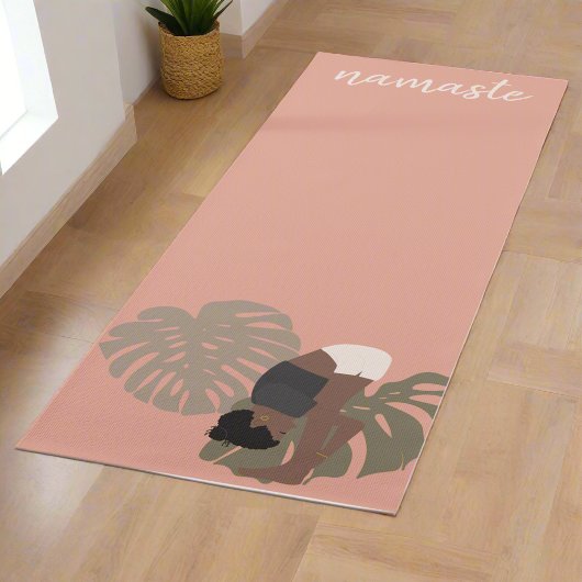 Botanische Roze Vrouwen Poses Namaste Yogi Natuur Yogamat