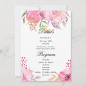 Botanische roze waterverf bloemen Details Programm Kaart (Voorkant)
