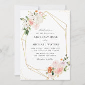 Botanische Roze waterverf Bloemen Geometrische bru Kaart (Voorkant)