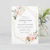 Botanische Roze waterverf Bloemen Geometrische bru Kaart (Staand voorkant)