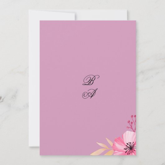 Botanische roze waterverf bloemen Tabel Nummers Kaart (Achterkant)