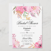 Botanische roze waterverf bloemen Vrijgezellenfees Kaart (Voorkant)