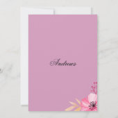 Botanische roze waterverf bloemen Vrijgezellenfees Kaart (Achterkant)