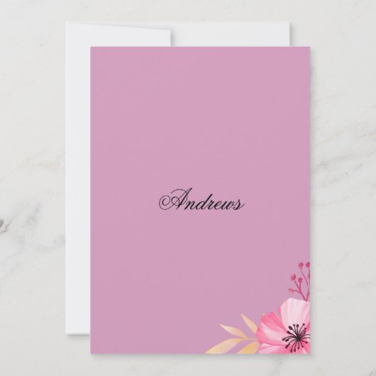 Botanische roze waterverf bloemen Vrijgezellenfees Kaart (Achterkant)