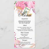 Botanische roze waterverf bloemen Wedding Menu (Voorkant)
