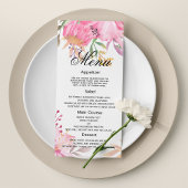 Botanische roze waterverf bloemen Wedding Menu