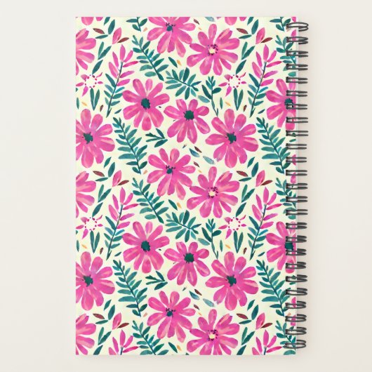 Botanische roze Waterverf Planner (Achterkant)