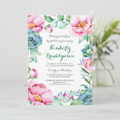 Botanische roze Waterverf Vrijgezellenfeest Kaart (Staand voorkant)