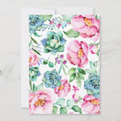 Botanische roze Waterverf Vrijgezellenfeest Kaart (Achterkant)