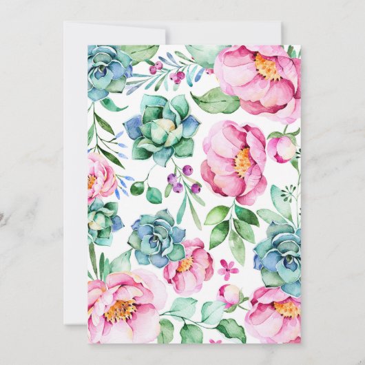 Botanische roze Waterverf Vrijgezellenfeest Kaart (Achterkant)