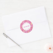 Botanische roze wilde bloemen, sla de datum op ronde sticker (Envelop)