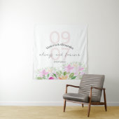 Botanische Roze Wildflowers Waterverf Art Wandkleed (In situ)