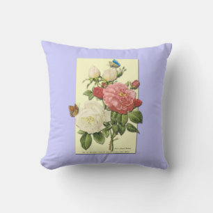 Botanische Roze Witte Rozen Vlinderkussen Kussen