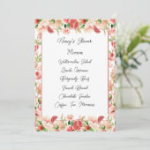 Botanische Roze Zomer Fruit- en Bloemen Menukaart (Staand voorkant)