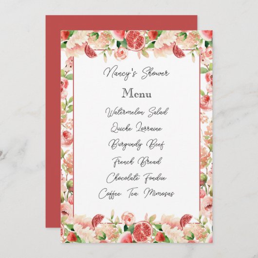 Botanische roze zomervruchten en Kaart van het Men (Voorkant / Achterkant)