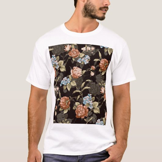 Botanische rozen: abstract bloemmotief. t-shirt (Voorkant)