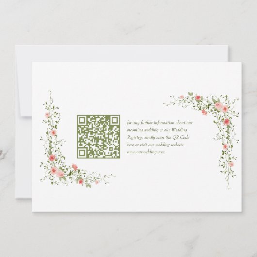 Botanische Rozen Elegant Script Fotobruiloft Save The Date (Achterkant)