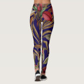  botanische Rozen en palmbladeren blauw Leggings (Achterkant)