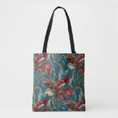  botanische Rozen en palmbladeren blauw Tote Bag (Voorkant)