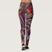 botanische Rozen en palmbladeren Paarse Leggings (Achterkant)