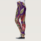 botanische Rozen en palmbladeren Paarse Leggings (Links)