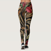  botanische Rozen en palmbladeren zwart Leggings (Achterkant)