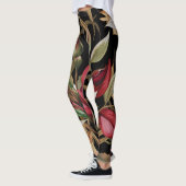  botanische Rozen en palmbladeren zwart Leggings (Links)
