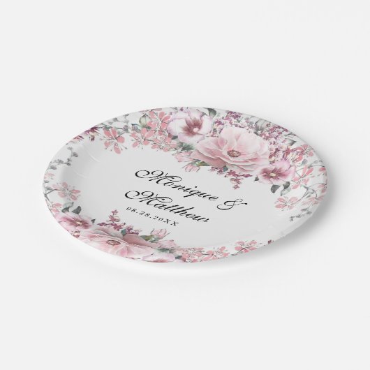 Botanische Rozen goudflesjes en eucalyptusbruiloft Papieren Bordje (Gekanteld)