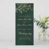 Botanische rozen Groen en goud Huwelijksprogramma (Staand voorkant)
