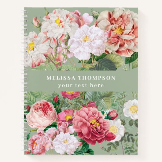 Botanische Rozen Groen & Roze Notitieboek (Voorkant)