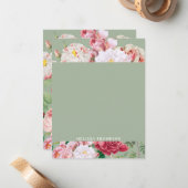  Botanische Rozen Groen & Roze Notitiekaartje (Voorkant / Achterkant in situ)