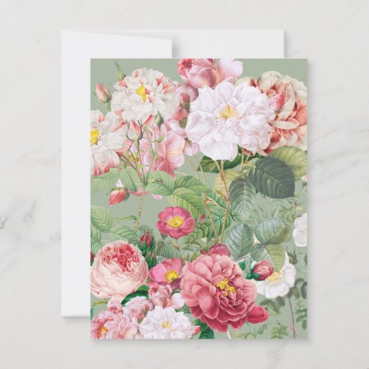 Botanische Rozen Groen & Roze Notitiekaartje (Achterkant)