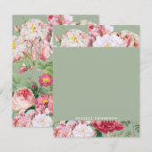  Botanische Rozen Groen & Roze Notitiekaartje (Voorkant / Achterkant)