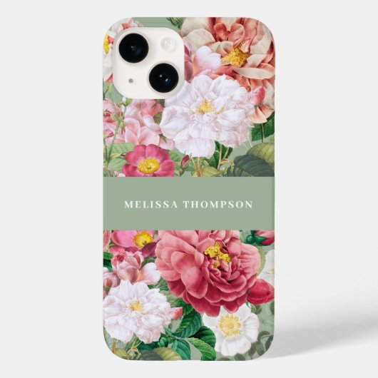 botanische Rozen Pastel Groen en Roze Case-Mate iPhone Case (Achterkant)