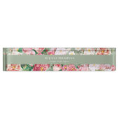  botanische Rozen Pastel Groen en Roze Naambordje (Voorkant)