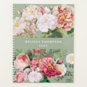 botanische Rozen Pastel Groen en Roze Planner (Voorkant)