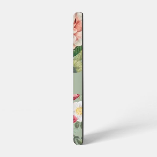  botanische Rozen Pastel Groen en Roze Samsung Galaxy Hoesje (Linkerkant)